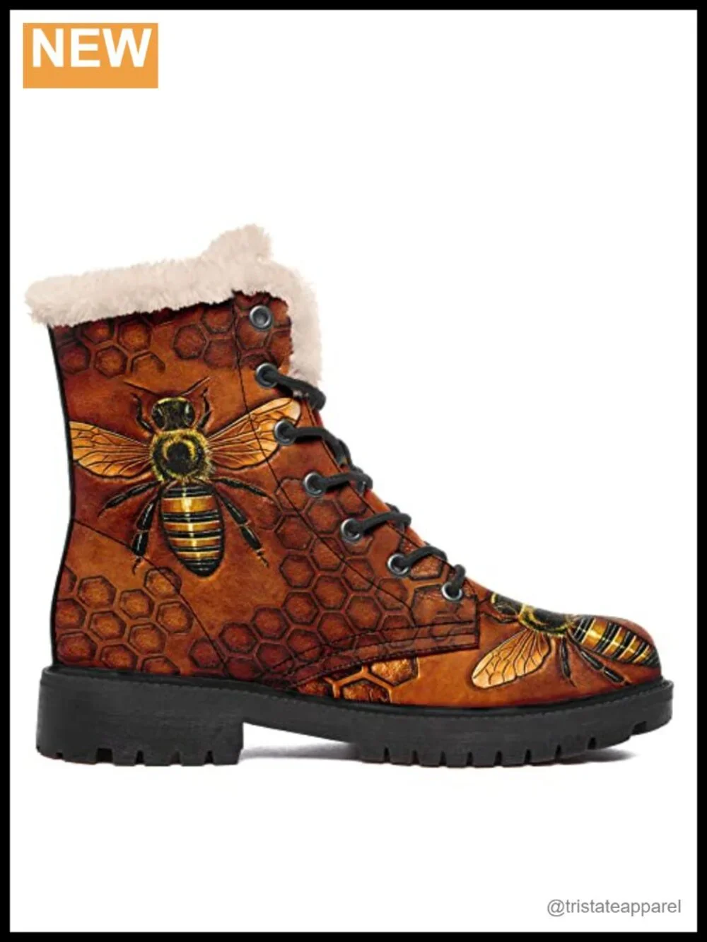 Women's Lace-Up Ankle Boots with Faux Fur Lining, Warm Winter Snow Shoes,